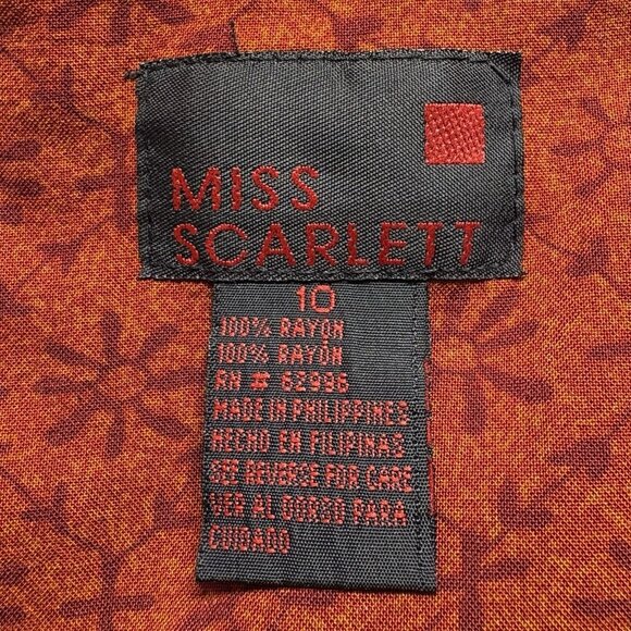 Vtg MISS SCARLETT Women Maxi Dress Vest Rayon Sz 10 Red Sleeveless 74-19 - Picture 6 of 10